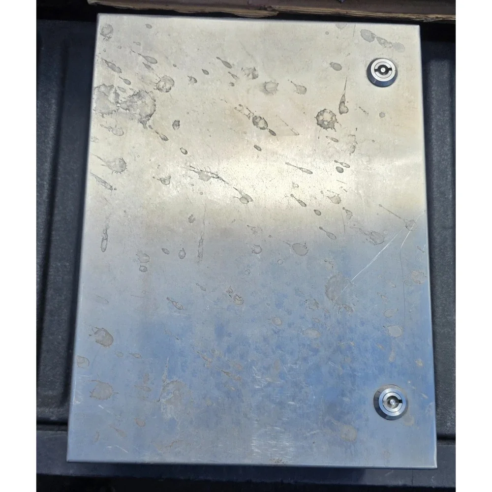 Electronics box. Stainless steel, size 16x12x8, used.